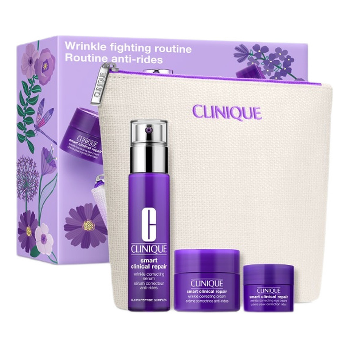 Clinique Wrinkle Fighting Routine zestaw korygujące serum przeciwzmarszczkowe 30ml + krem korygujący zmarszczki 15ml + krem przeciwzmarszczkowy pod oczy 15ml