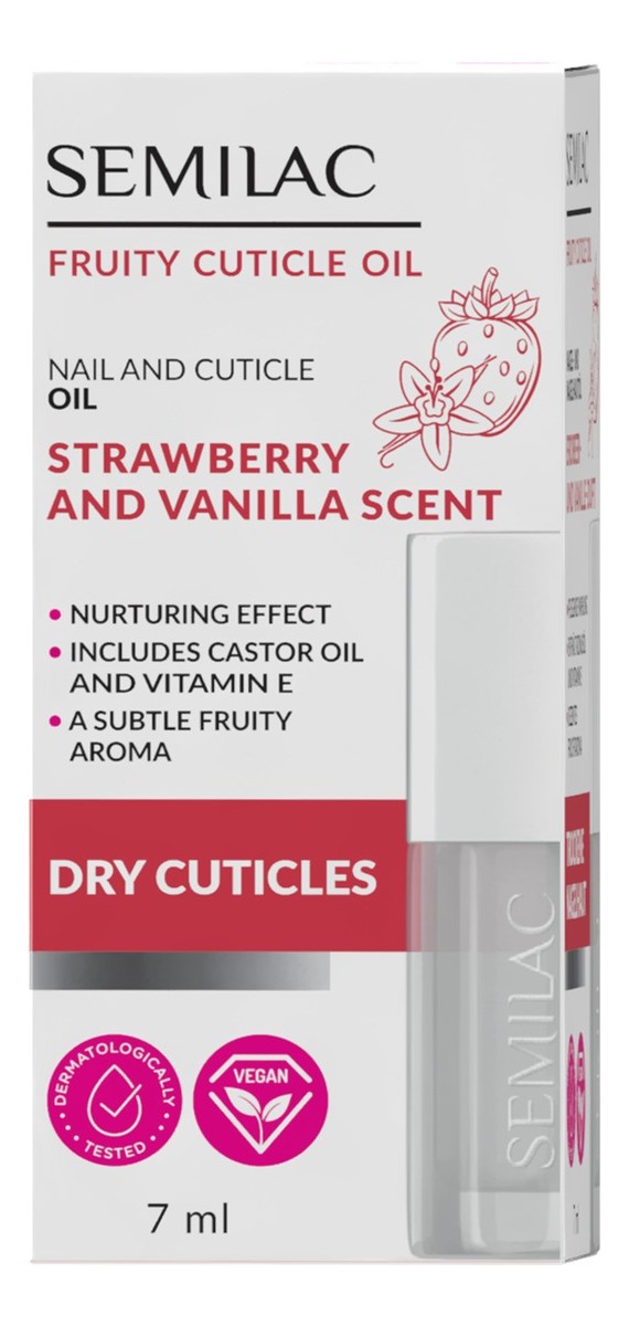 Nail oil semilac oliwka do skórek i paznokci strawberry vanilla