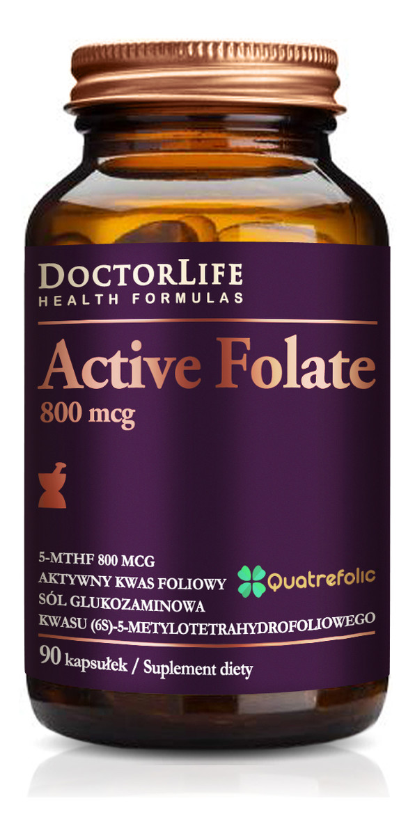 Active folate aktywny kwas foliowy 800mcg suplement diety 90 kapsułek
