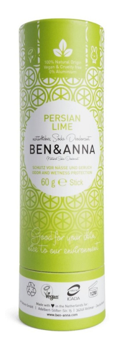 naturalny dezodorant na bazie sody sztyft kartonowy Persian Lime
