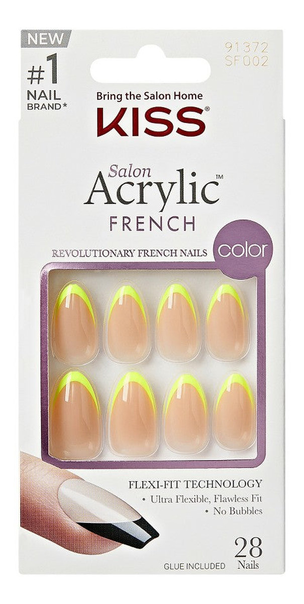 Sztuczne paznokcie na klej Acrylic French Hype Neon