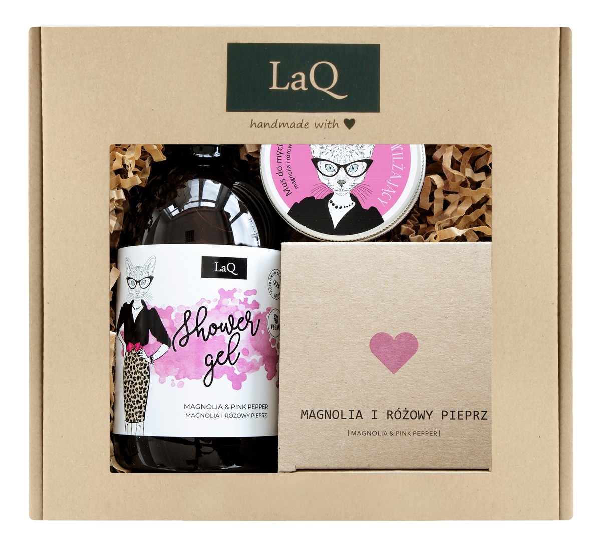 Zestaw prezentowy dla kobiet Kicia (żel pod prysznic 500ml+masło do ciała 200ml+mus do ciała