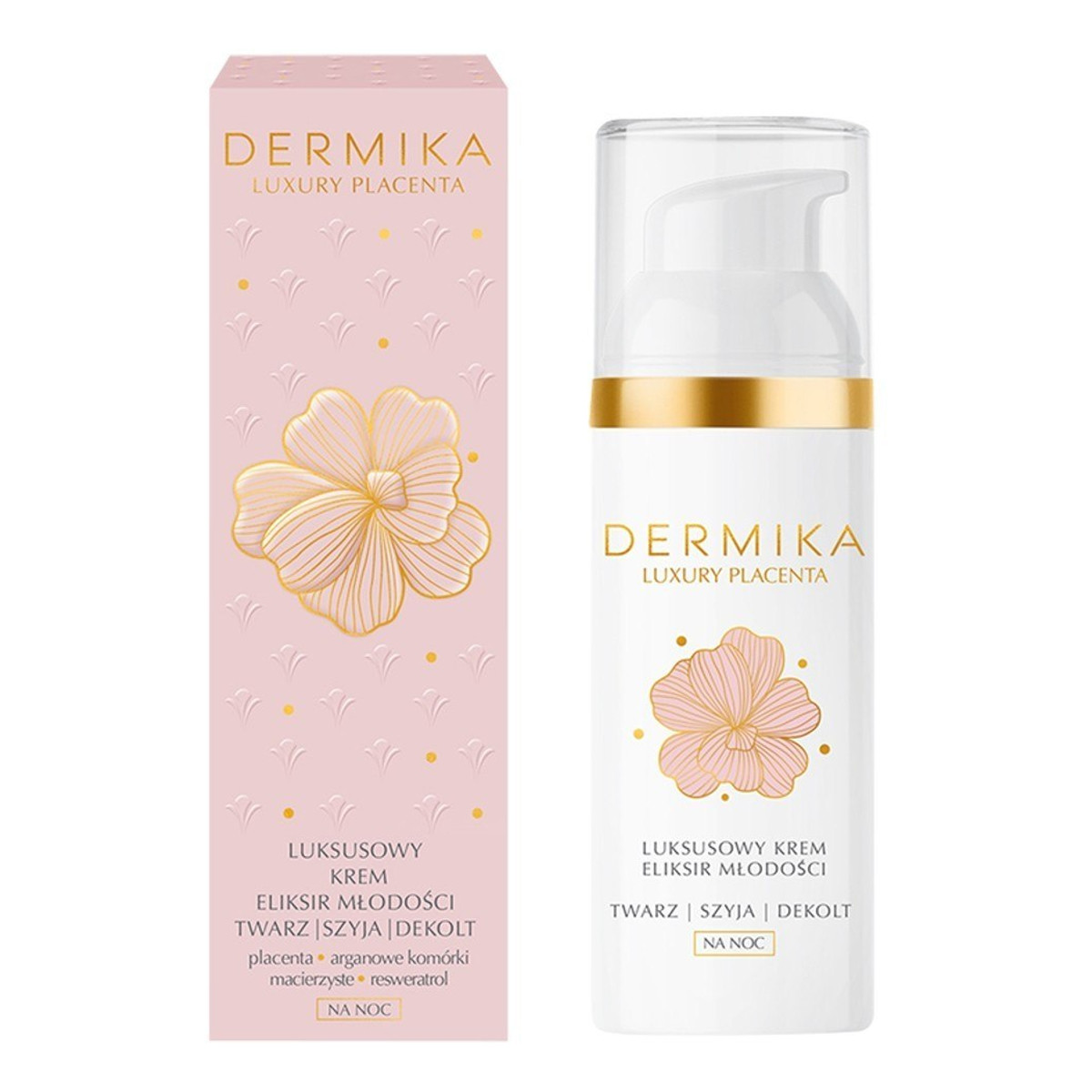 Dermika Luxury Placenta Luksusowy krem-eliksir młodości na twarz szyję i dekolt na noc 50ml