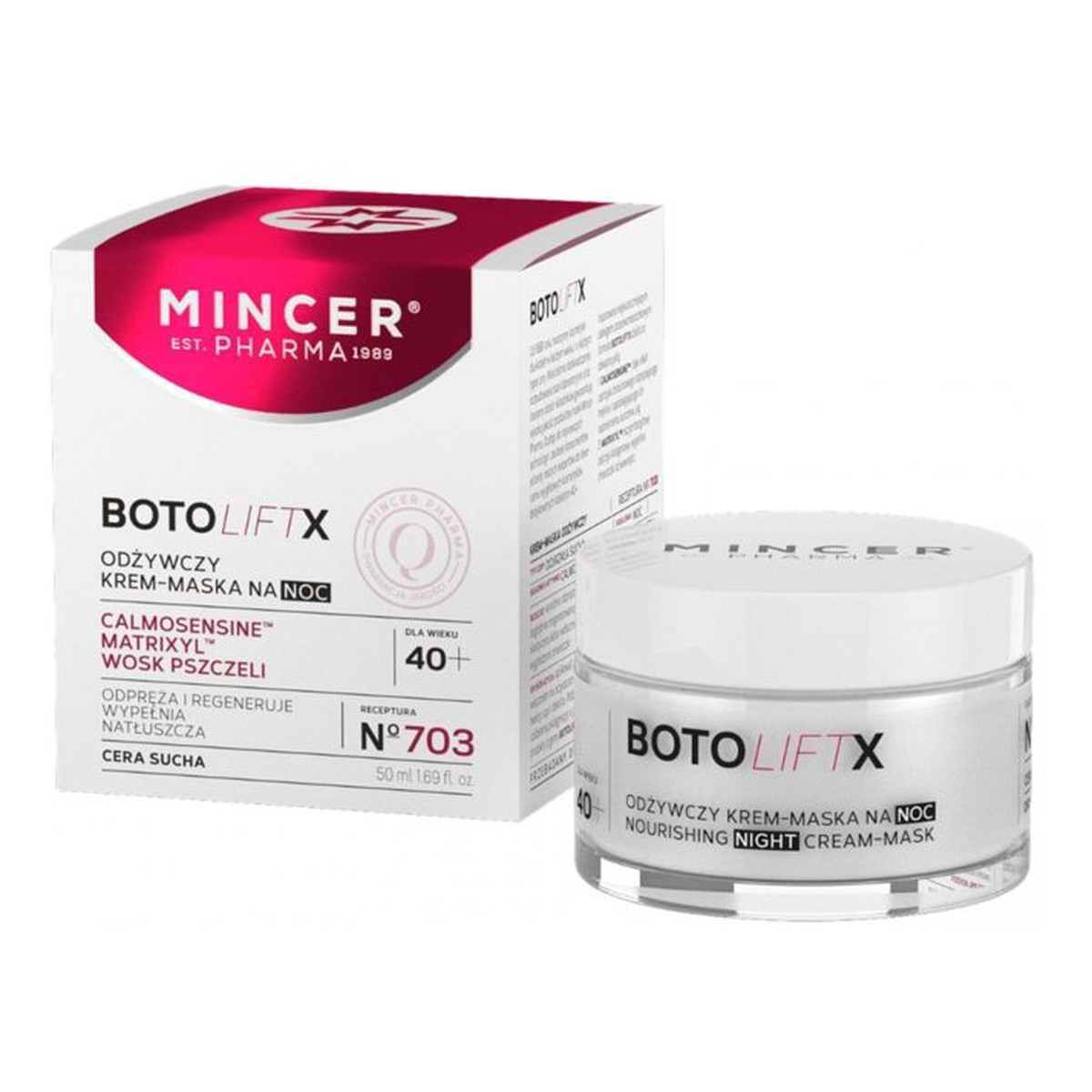 Mincer Pharma Boto Lift X 40+ Odżywczy Krem-Maska Na Noc No703 50ml