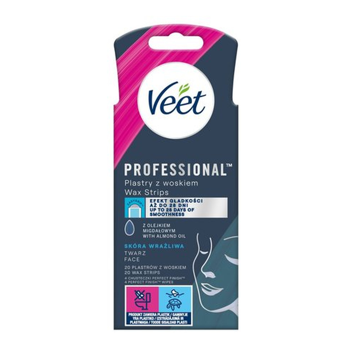 Veet Easy-Gelwax plastry z woskiem do depilacji twarzy 20szt