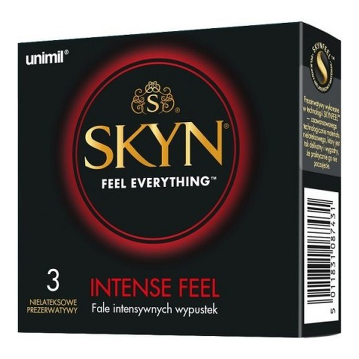 Unimil Skyn Feel Everything Intense Feel Nielateksowe prezerwatywy 3 szt,.