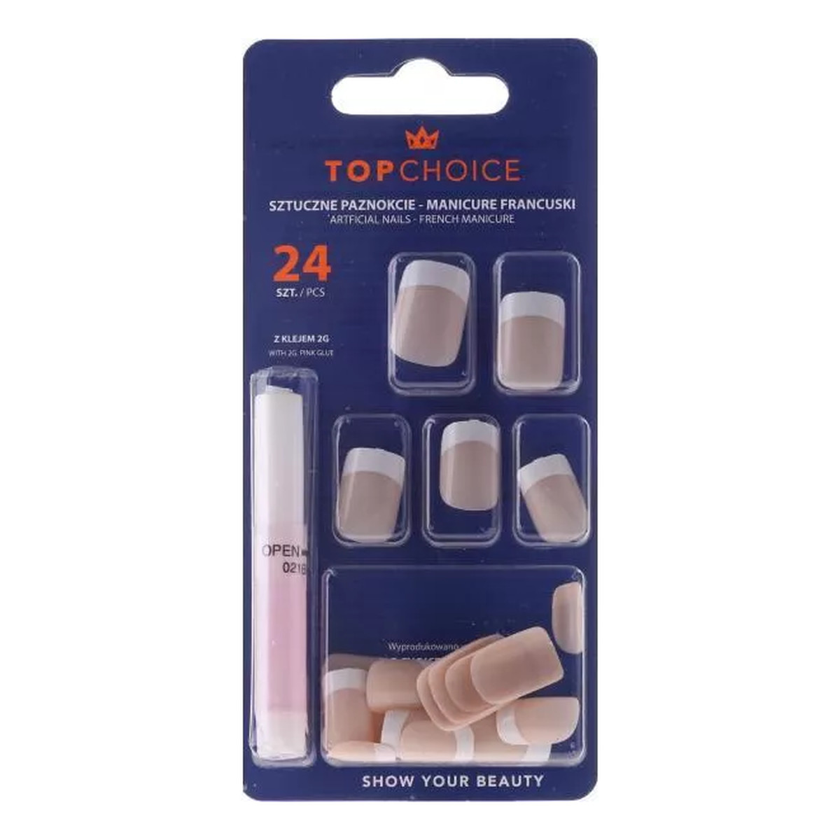 Top Choice French Manicure Sztuczne paznokcie 7866B beż (01)