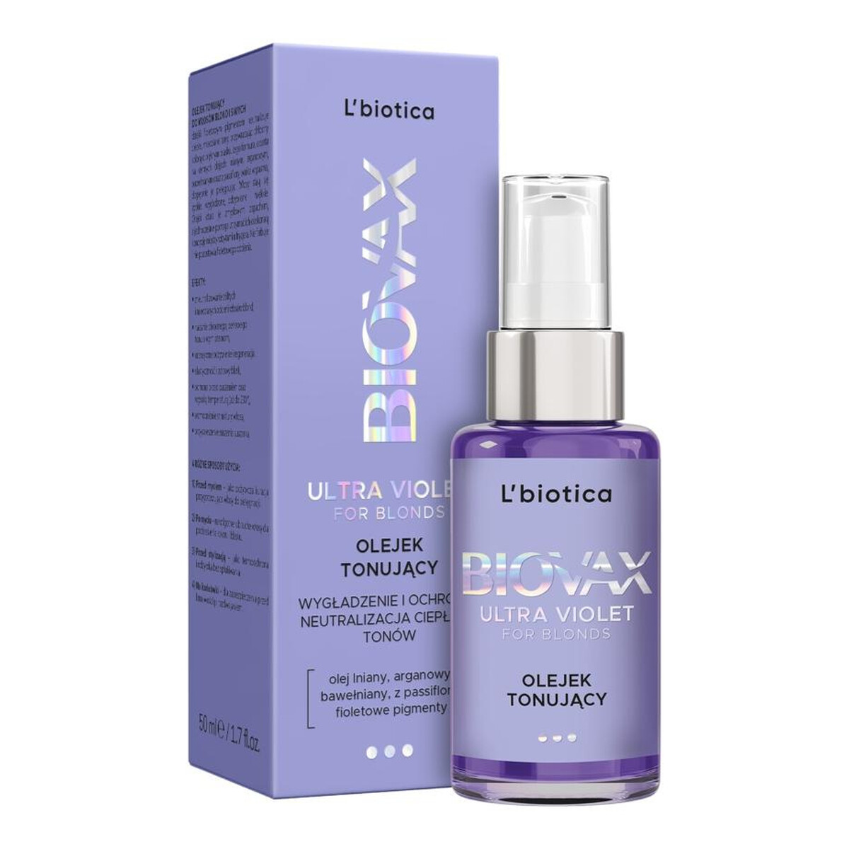 L'biotica / Biovax Ultra Violet for Blonds Olejek tonujący do włosów blond i siwych 50ml