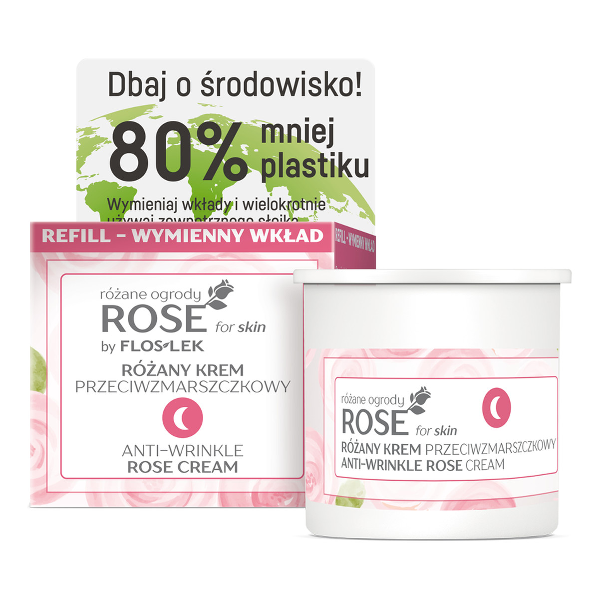 FlosLek Rose for Skin Różany Krem przeciwzmarszczkowy na noc - wymienny wkład 50ml