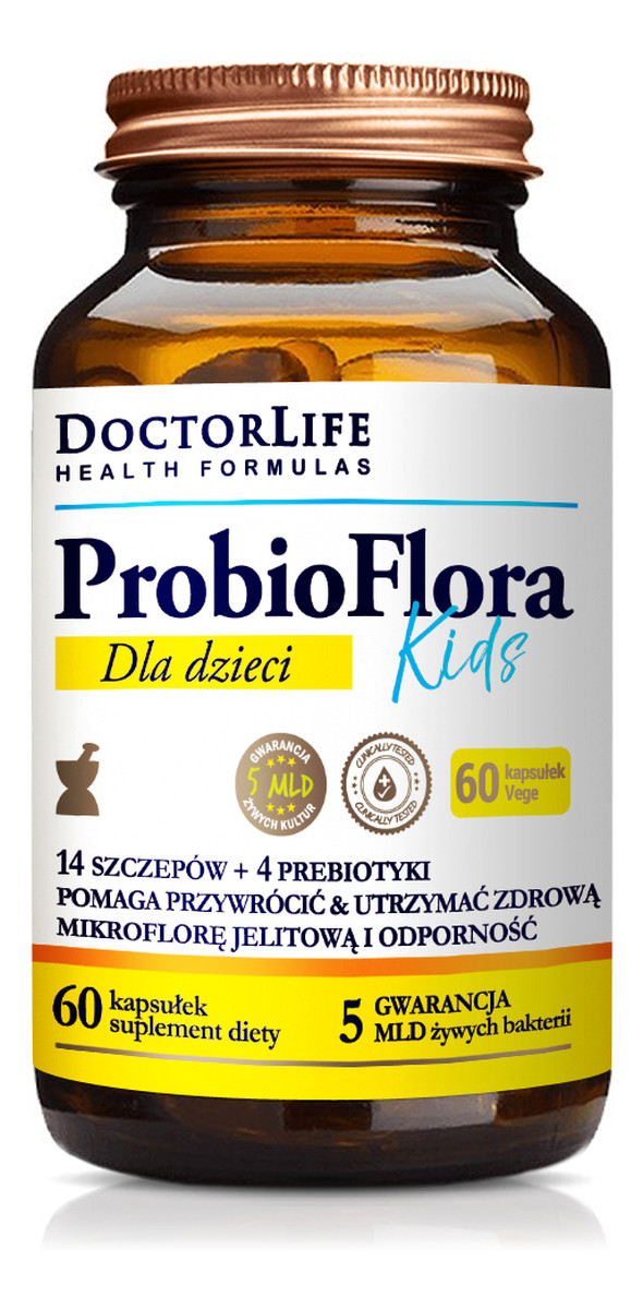 Probioflora kids probiotyki dla dzieci 14 szczepów & 4 prebiotyki suplement diety 60 kapsułek