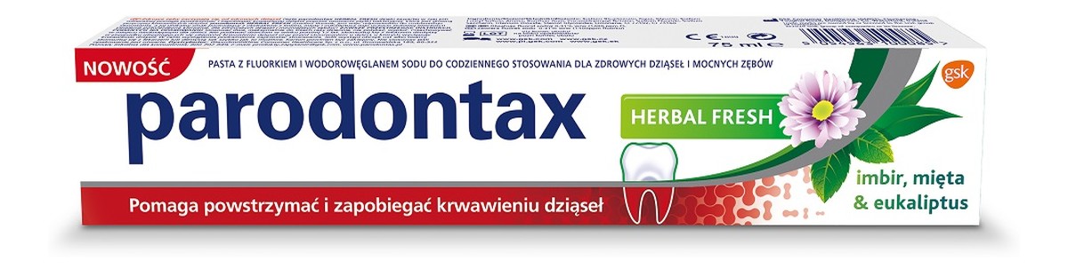 Herbal fresh toothpaste pasta do zębów przeciw krwawieniu dziąseł imbir & mięta & eukaliptus