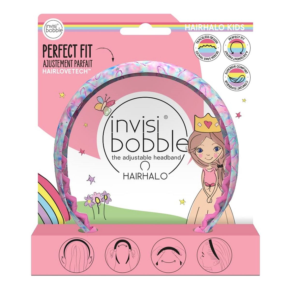Invisibobble Kids hairhalo regulowana opaska do włosów cotton candy dreams