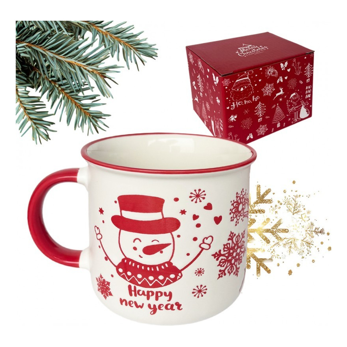 Ecarla Kubek ceramiczny świąteczny Boże Narodzenie + Pudełko na Prezent 350ml