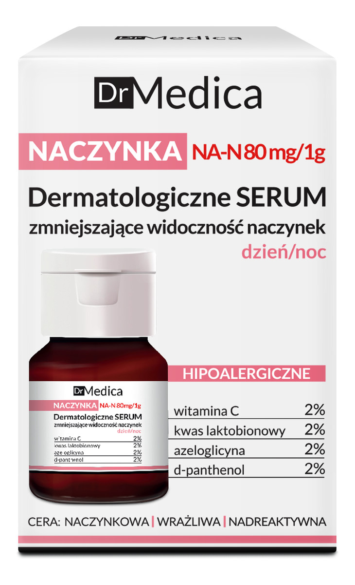 Dermatologiczne Serum Zmniejszające Widoczność Naczynek Hipoalergiczne Dzień/Noc