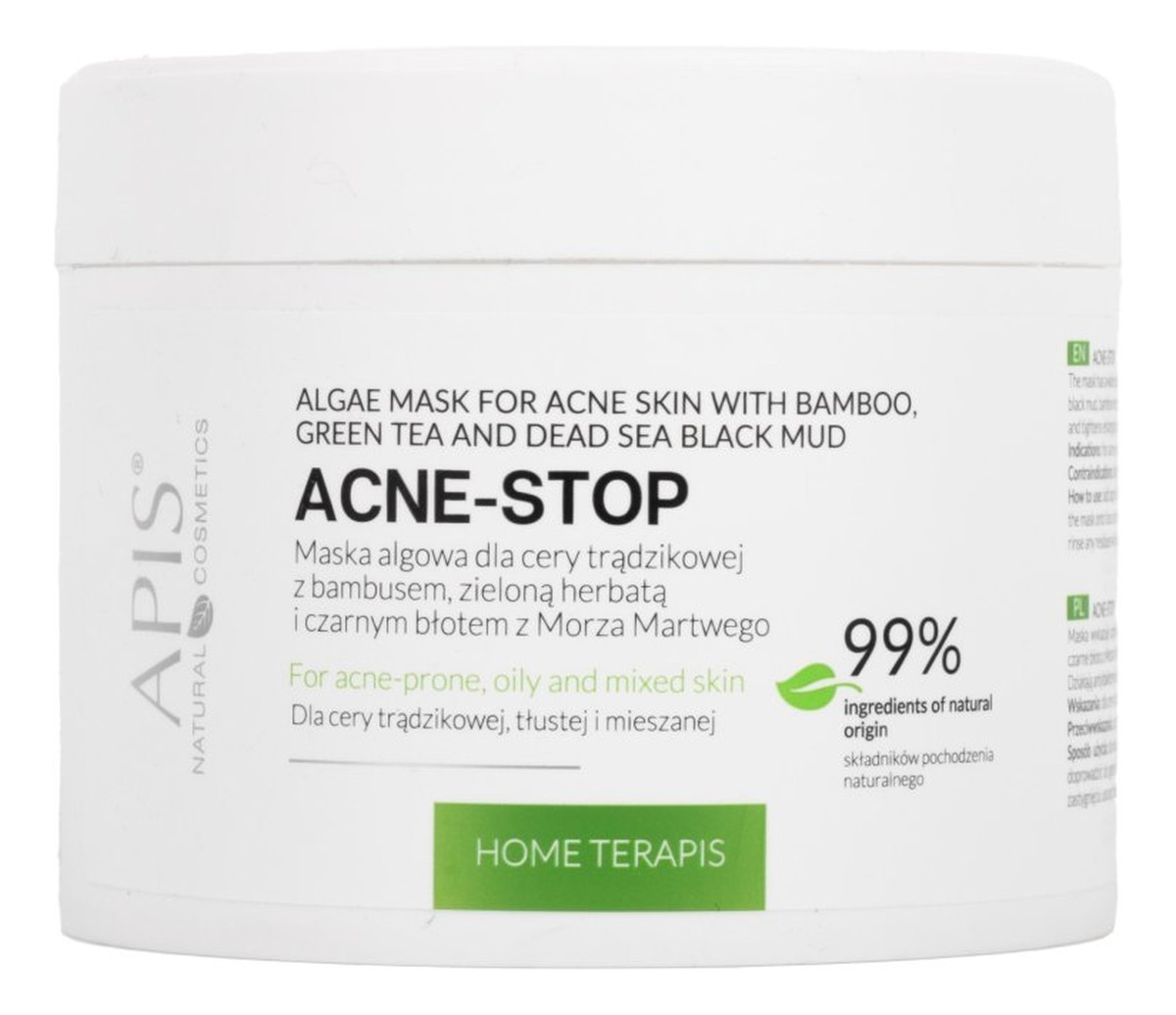 Maska Algowa Dla Cery Trądzikowej Z Bambusem, Zieloną Herbatą I Czarnym Błotem Z Morza Martwego