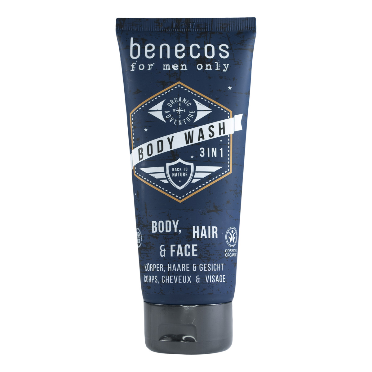 Benecos For men only - 3w1 Naturalny odświeżający żel do mycia ciała, twarzy i włosów 200ml