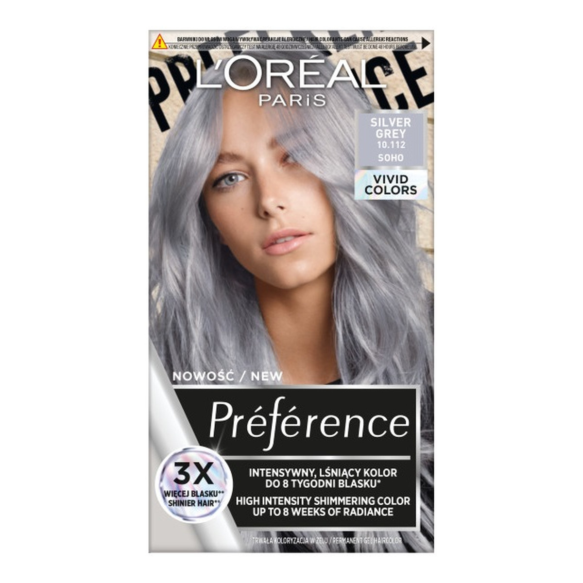 Loreal Preference vivid colors trwała farba do włosów 10.112 silver grey