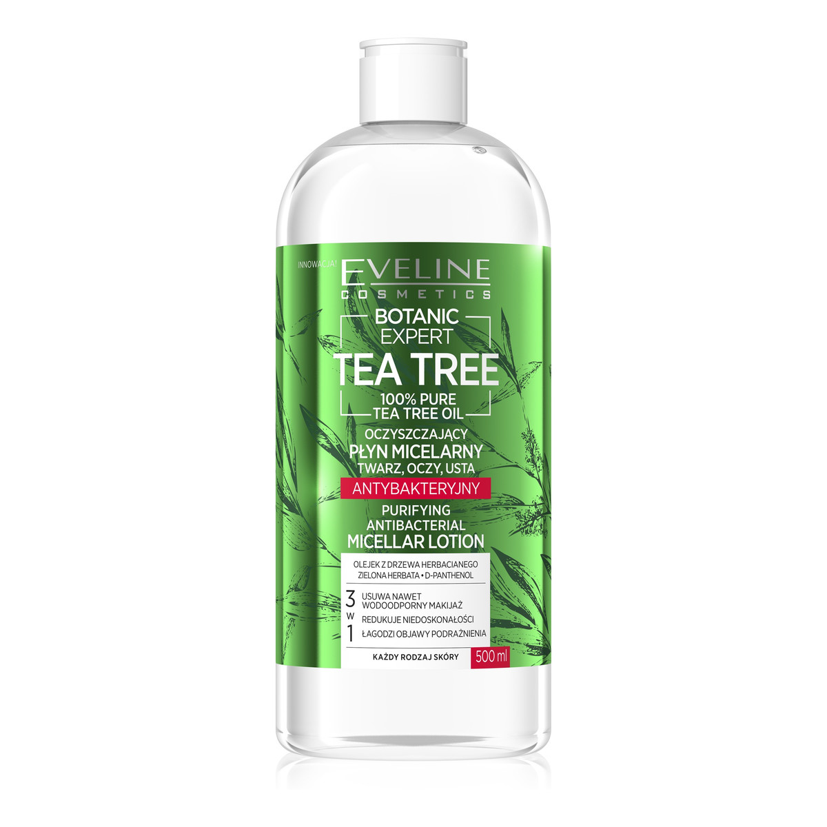 Eveline Botanic Expert Tea Tree Oczyszczający Płyn micelarny antybakteryjny 500ml