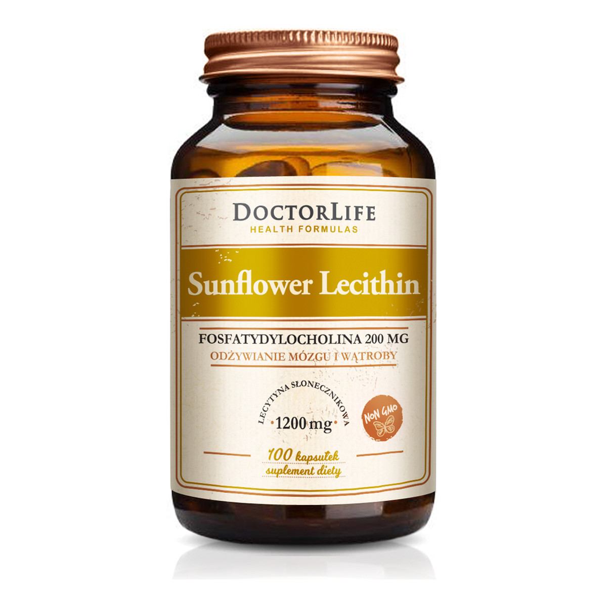 Doctor Life Sunflower lecithin lecytyna słonecznikowa 1200mg suplement diety 100 kapsułek