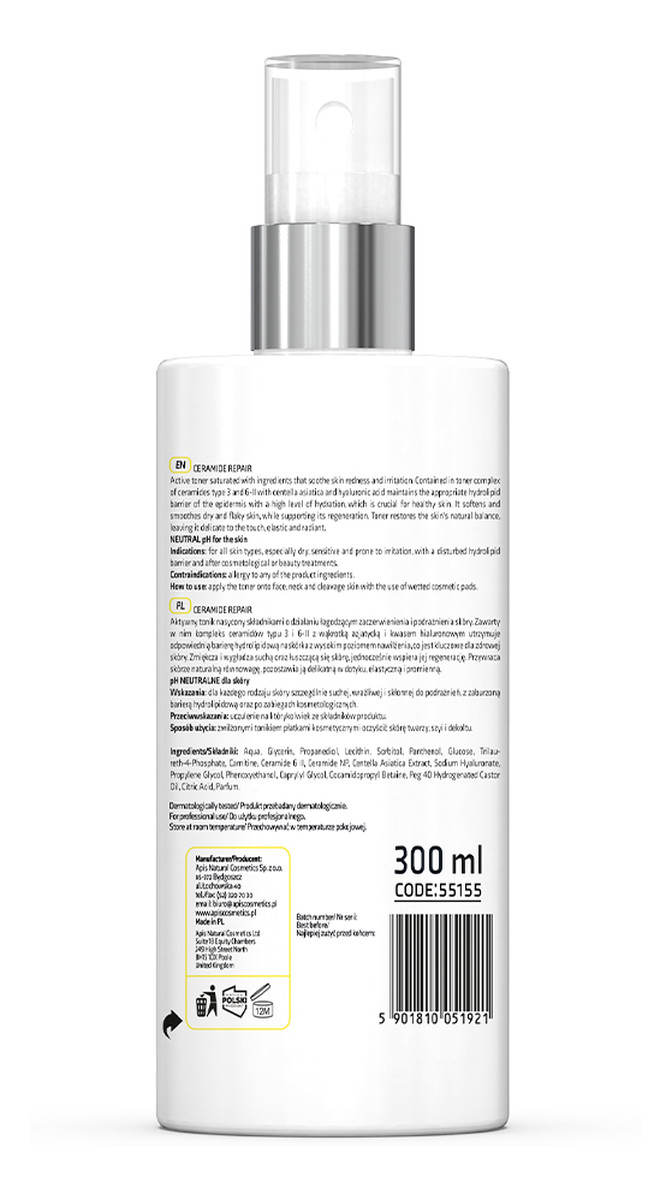 kojąco-nawilżający tonik z ceramidami i wąkrotką azjatycką