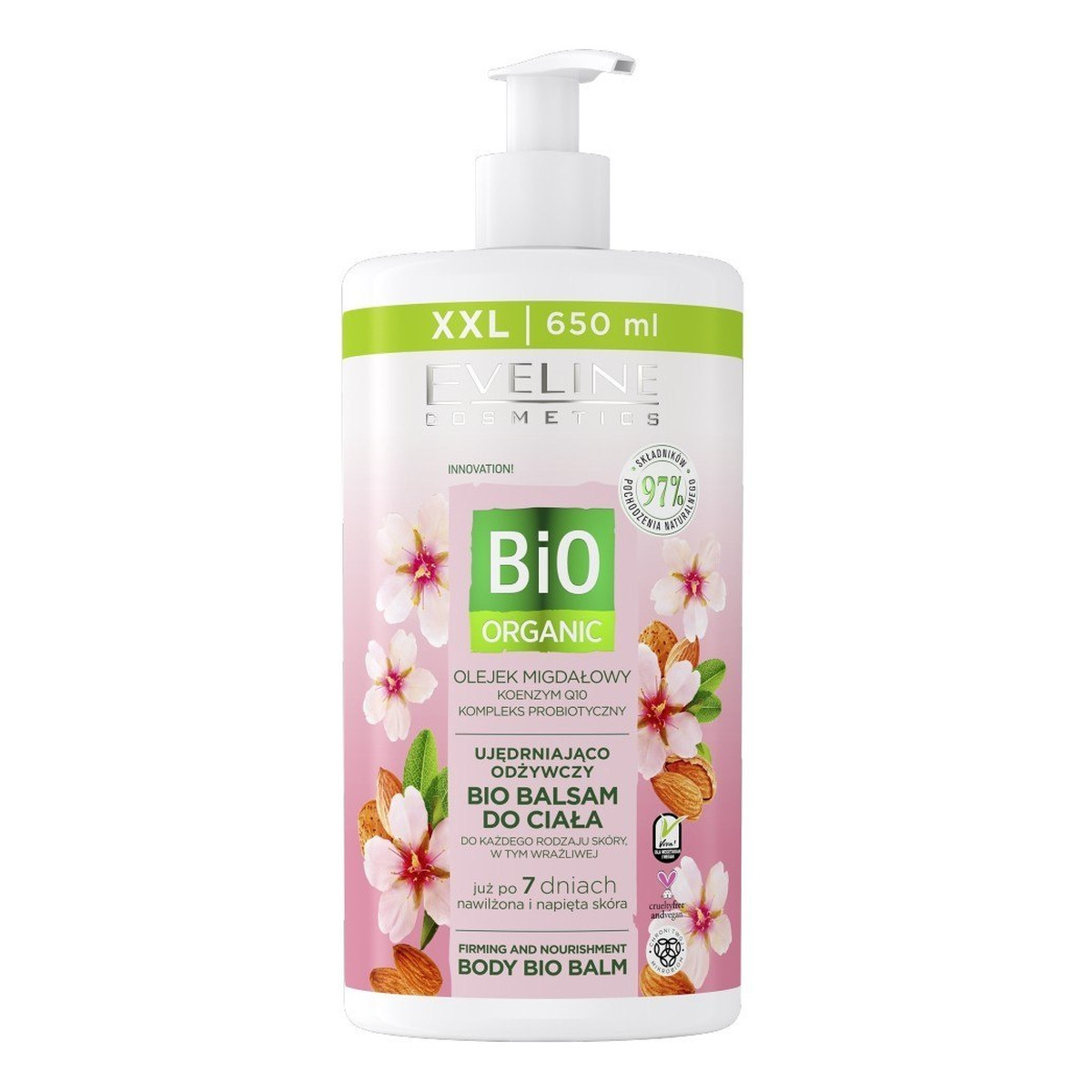 Eveline Bio Organic ujędrniająco-odżywczy bio Balsam do ciała do każdego rodzaju skóry olejek migdałowy 650ml