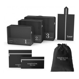 Zestaw podróżny 7 sztuk kosmetyczek-organizerów czarnych ks142cz