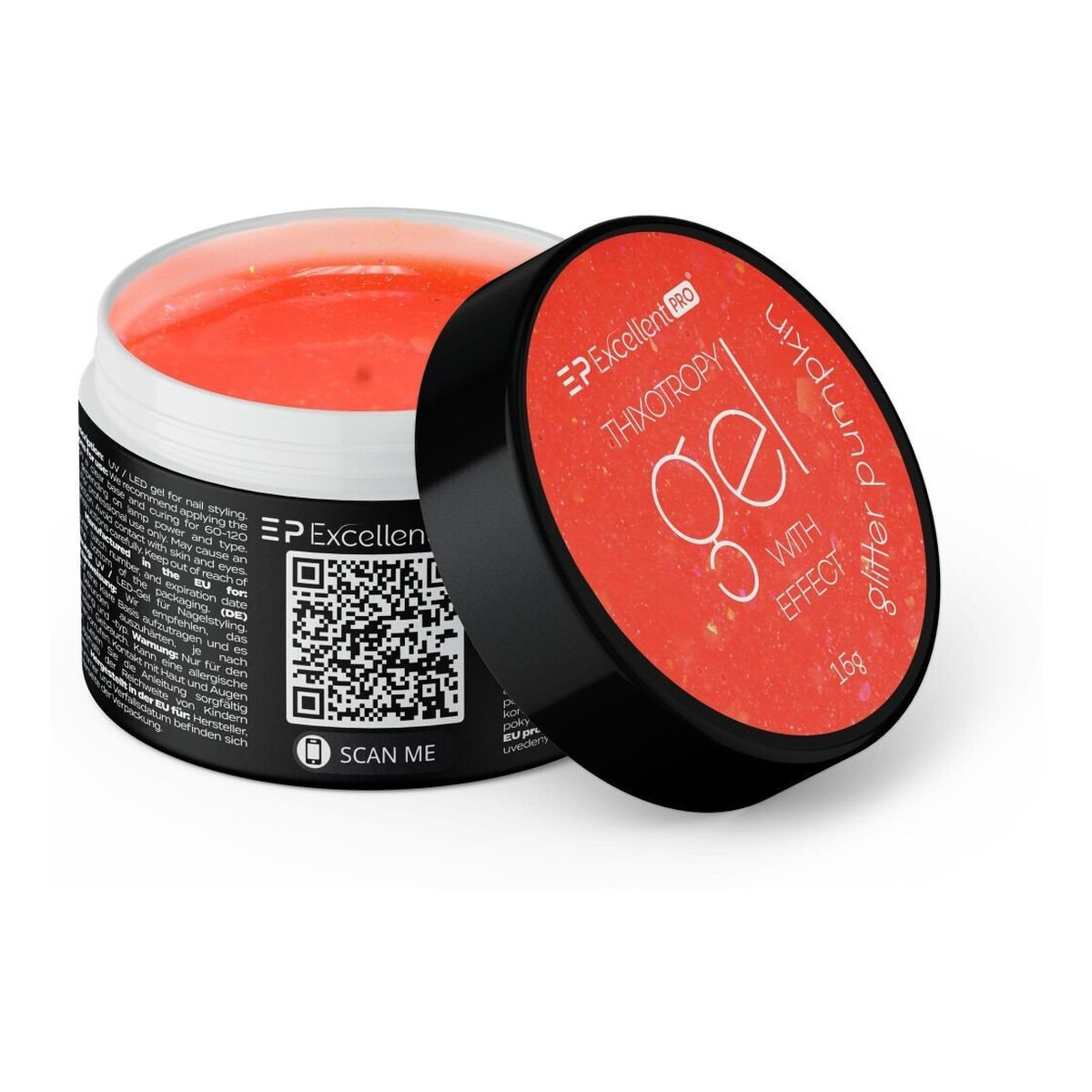 Excellent PRO Thixotropy Gel With Effect Żel budujący glitter pumpkin 15g