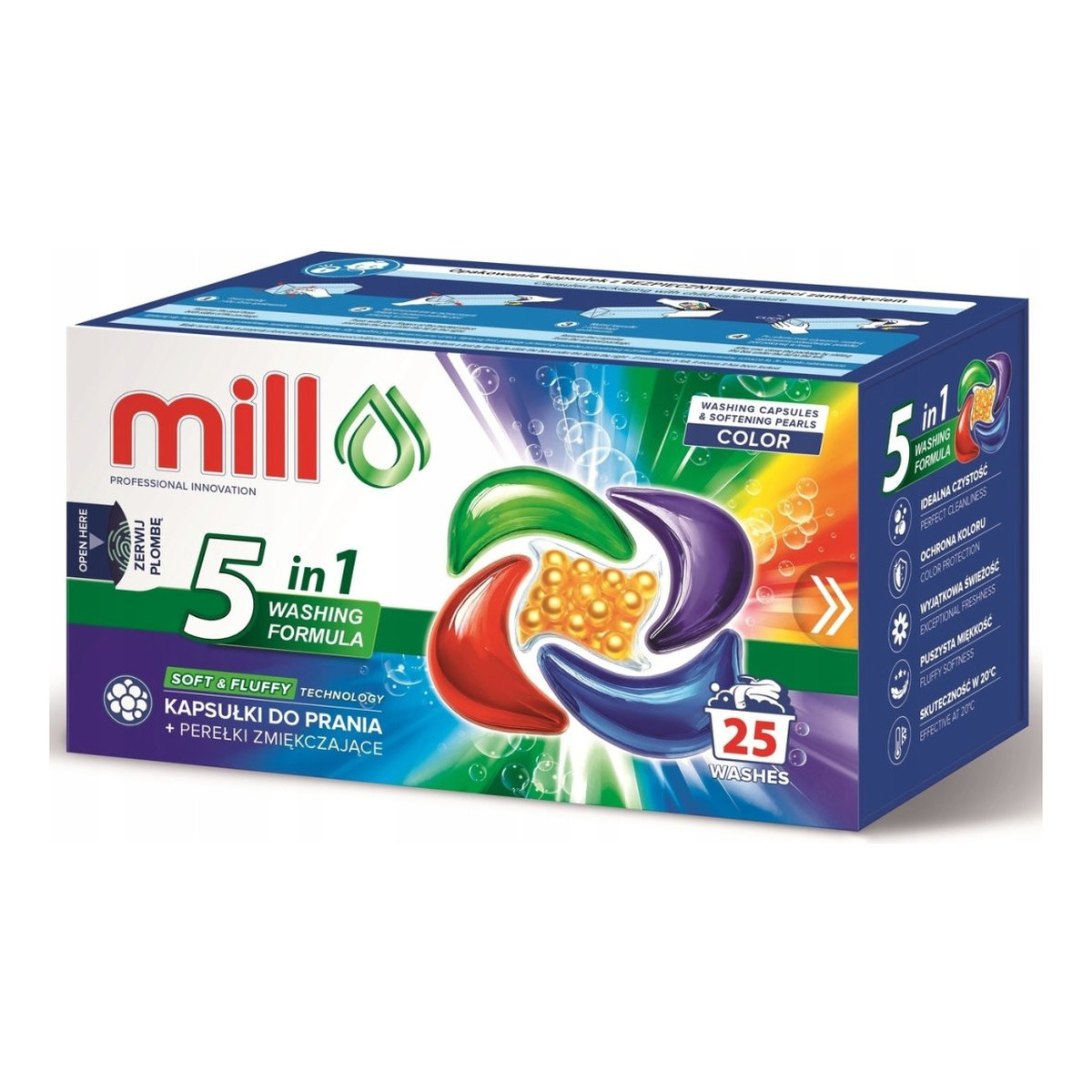 Mill Color Kapsułki 5k do prania + perełki zmiękczające 25szt