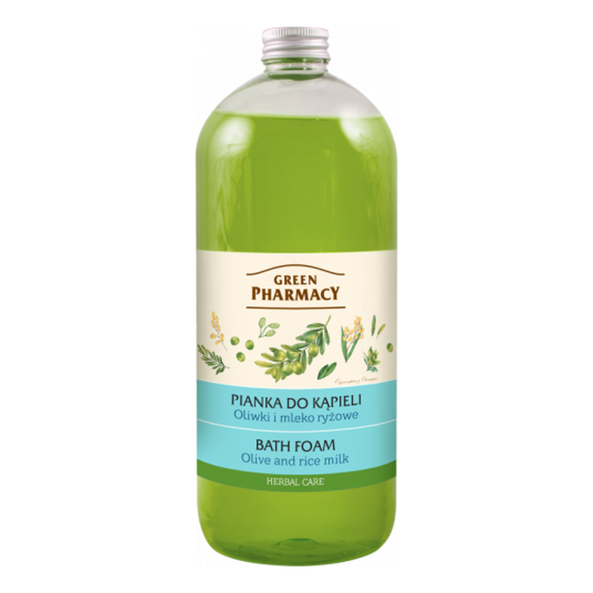 Green Pharmacy Herbal Cosmetics Body Care Pianka Do Kąpieli Oliwki i Mleko Ryżowe 1000ml