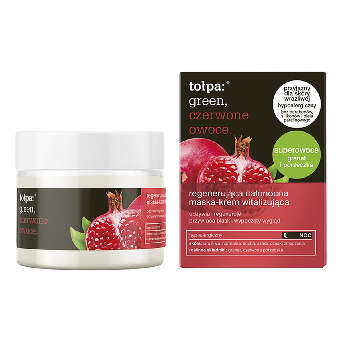 Tołpa Green Czerwone Owoce Regenerująca całonocna krem-maska witalizująca 50ml