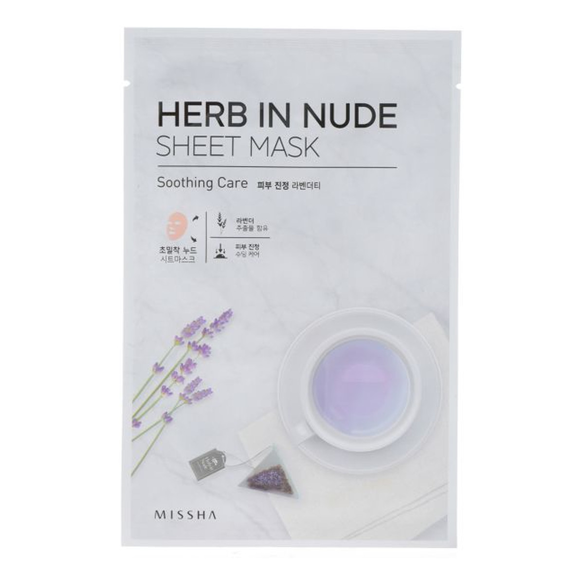 Missha Herb In Nude Sheet Mask Soothing care Kojąca maska w płachcie bawełniana z kompleksem herbacianym 23g