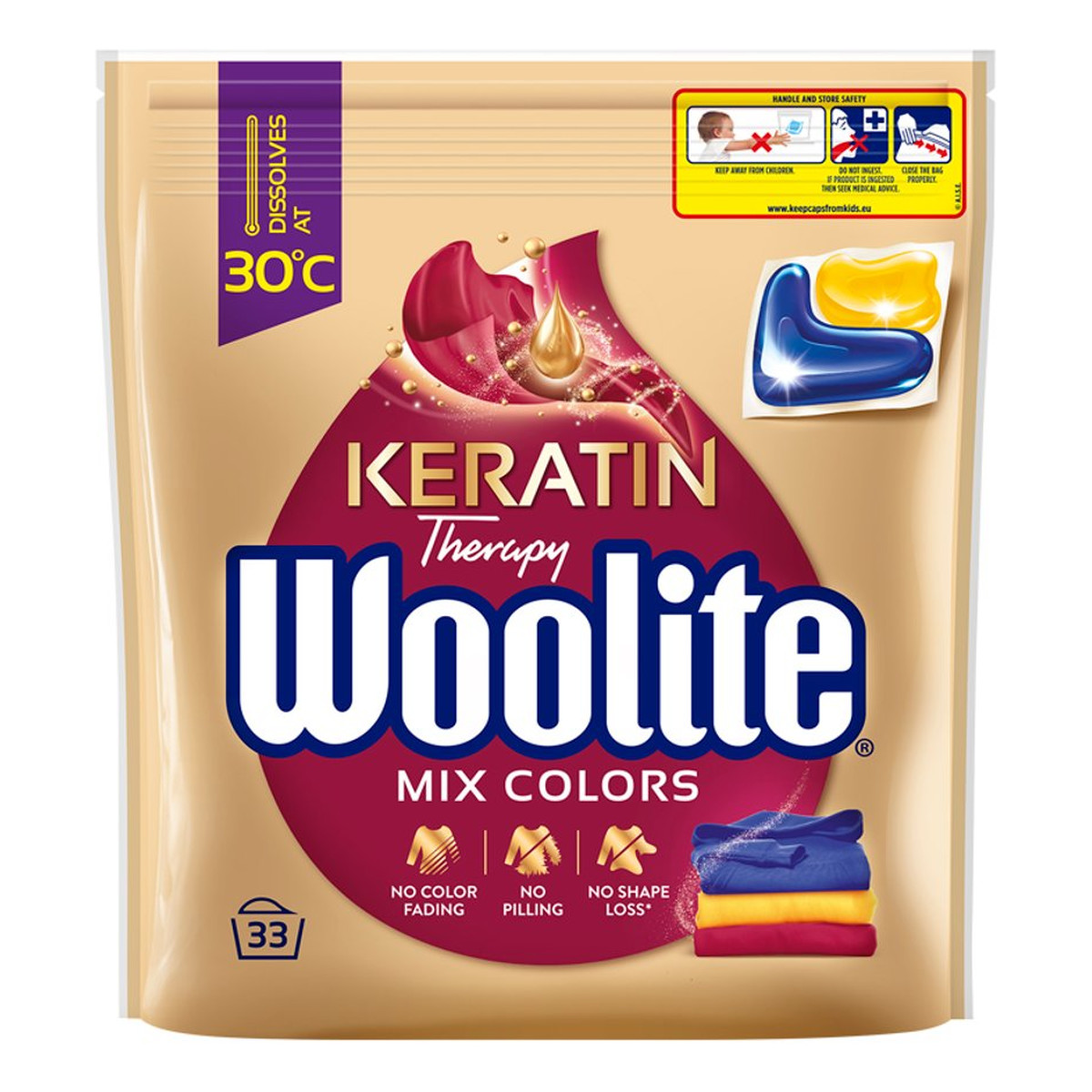 Woolite Mix colors kapsułki do prania ochrona koloru z keratyną 33szt