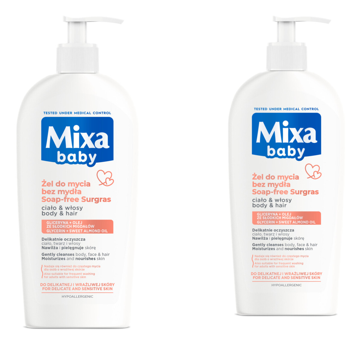 Łagodny Szampon i Płyn Do Kąpieli 2w1 2x400ml