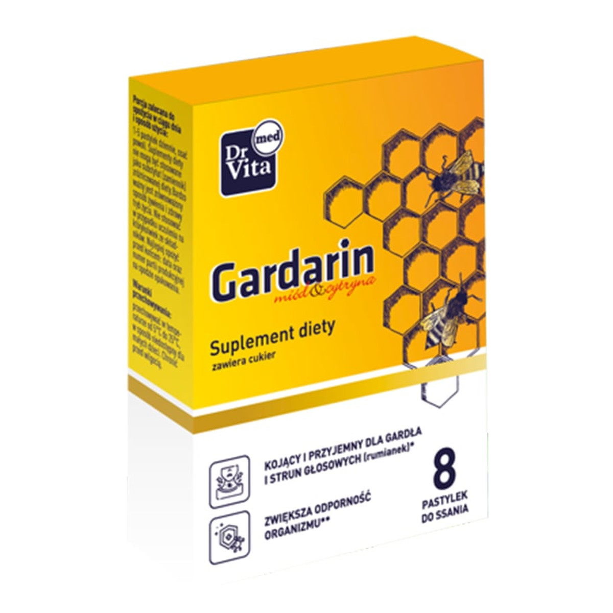 Dr Vita Gardarin miód & cytryna suplement diety 8 pastylek do ssania