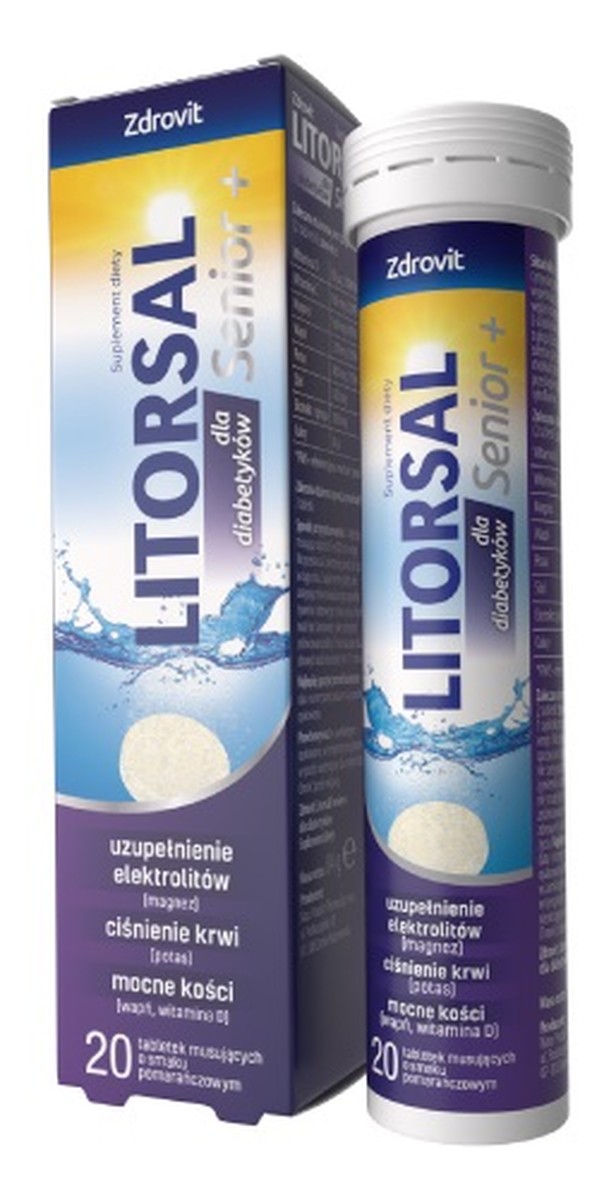 Litorsal Senior+ dla diabetyków suplement diety tabletek musujących 20 Sztuk