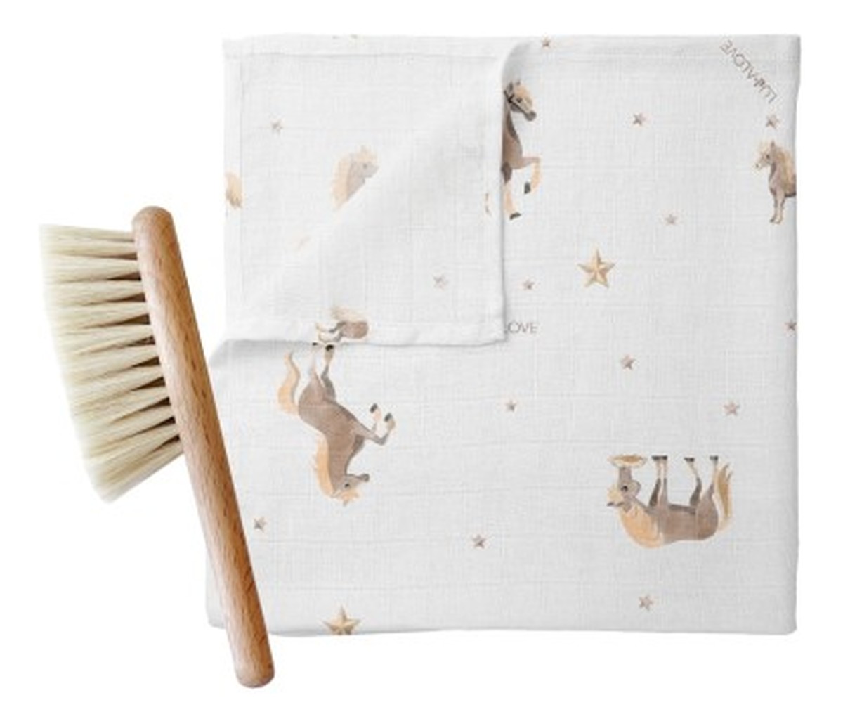 Szczotka do włosów z włosia koziego + myjka muślinowa