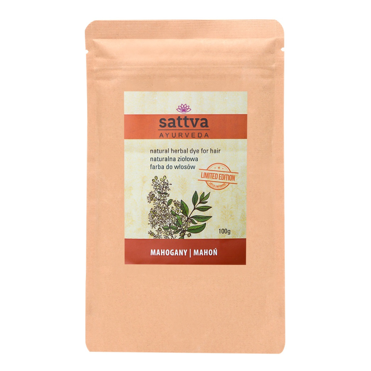 Sattva Naturalna Ziołowa Farba/henna Do Włosów Mahogany 100g