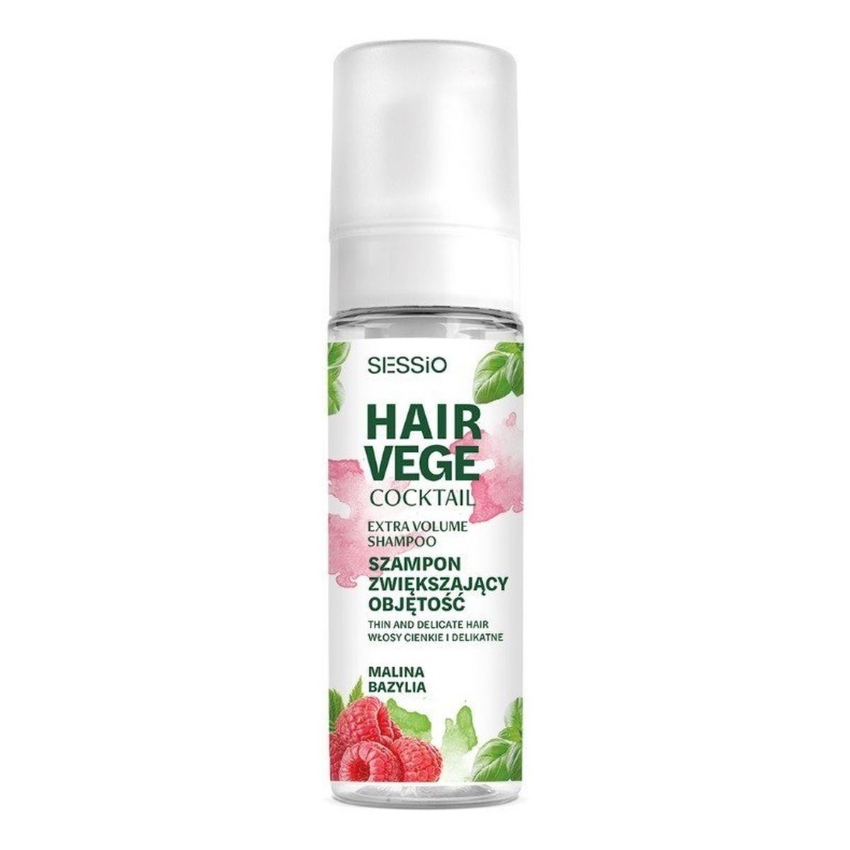 Sessio Hair Vege Cocktail Hair vege cocktail szampon w piance zwiększający objętość włosów malina i bazylia 175g 175g