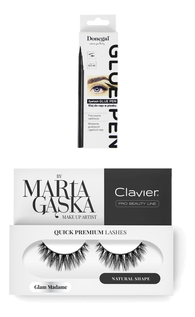Rzęsy na pasku Glam Madame 829 + Donegal Klej w pisaku