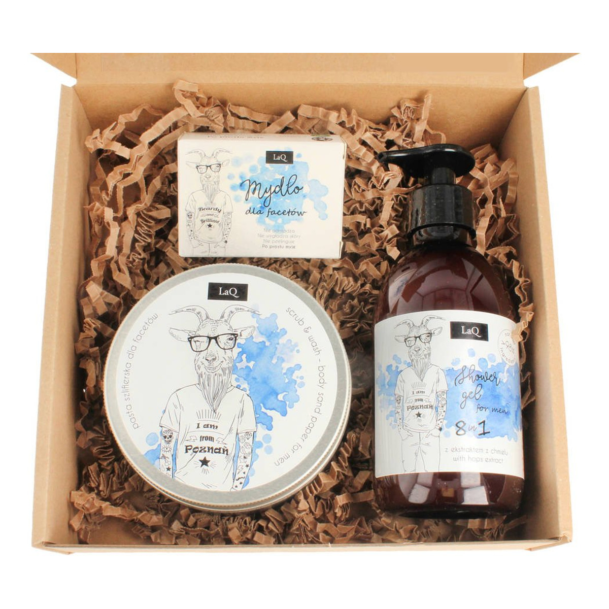 Laq Zestaw prezentowy dla mężczyzn Kozioł (żel 8w1 300ml+scrub 200ml+mydło 85ml)