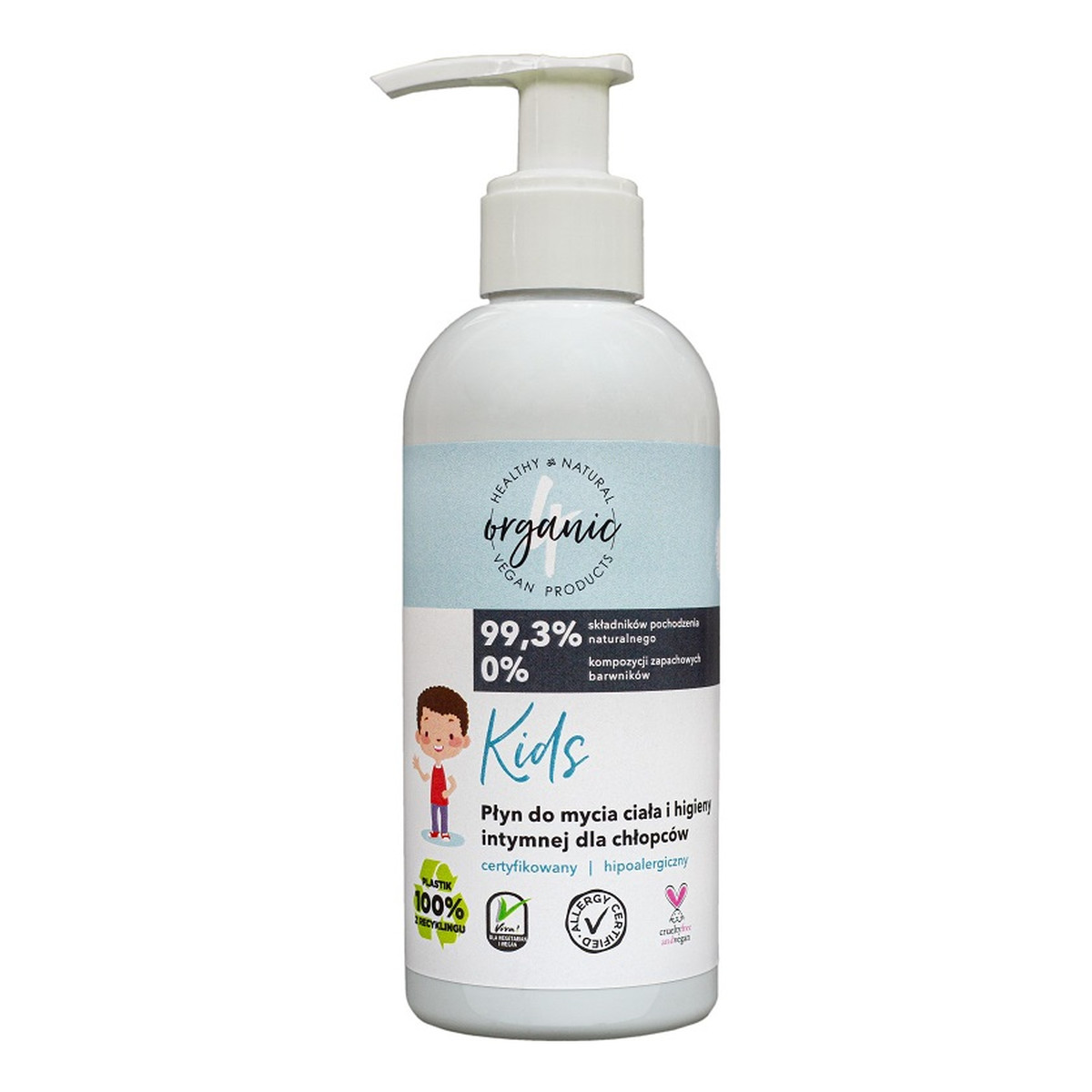 4organic Kids Płyn do mycia ciała i higieny intymnej dla chłopców 200ml