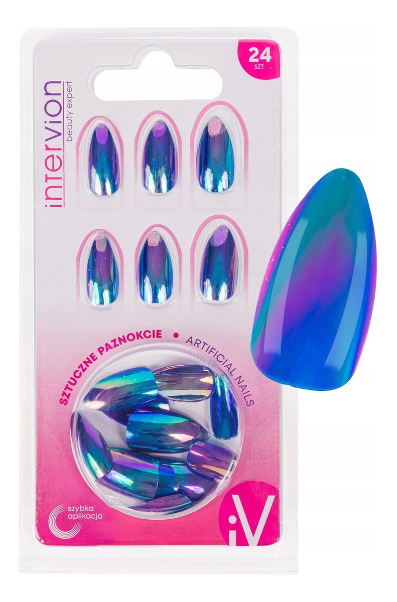 Sztuczne paznokcie Stiletto Blue Holo 498629