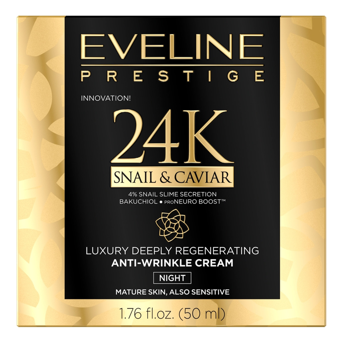 Eveline 24K Snail & Caviar Luksusowy Głęboko Regenerujący Krem przeciwzmarszczkowy na noc 50ml