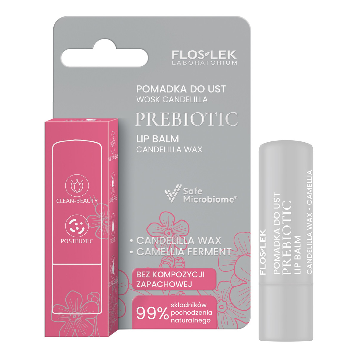 FlosLek Prebiotic Lip Care Prebiotyczna pomadka do ust wosk candelilla 4g