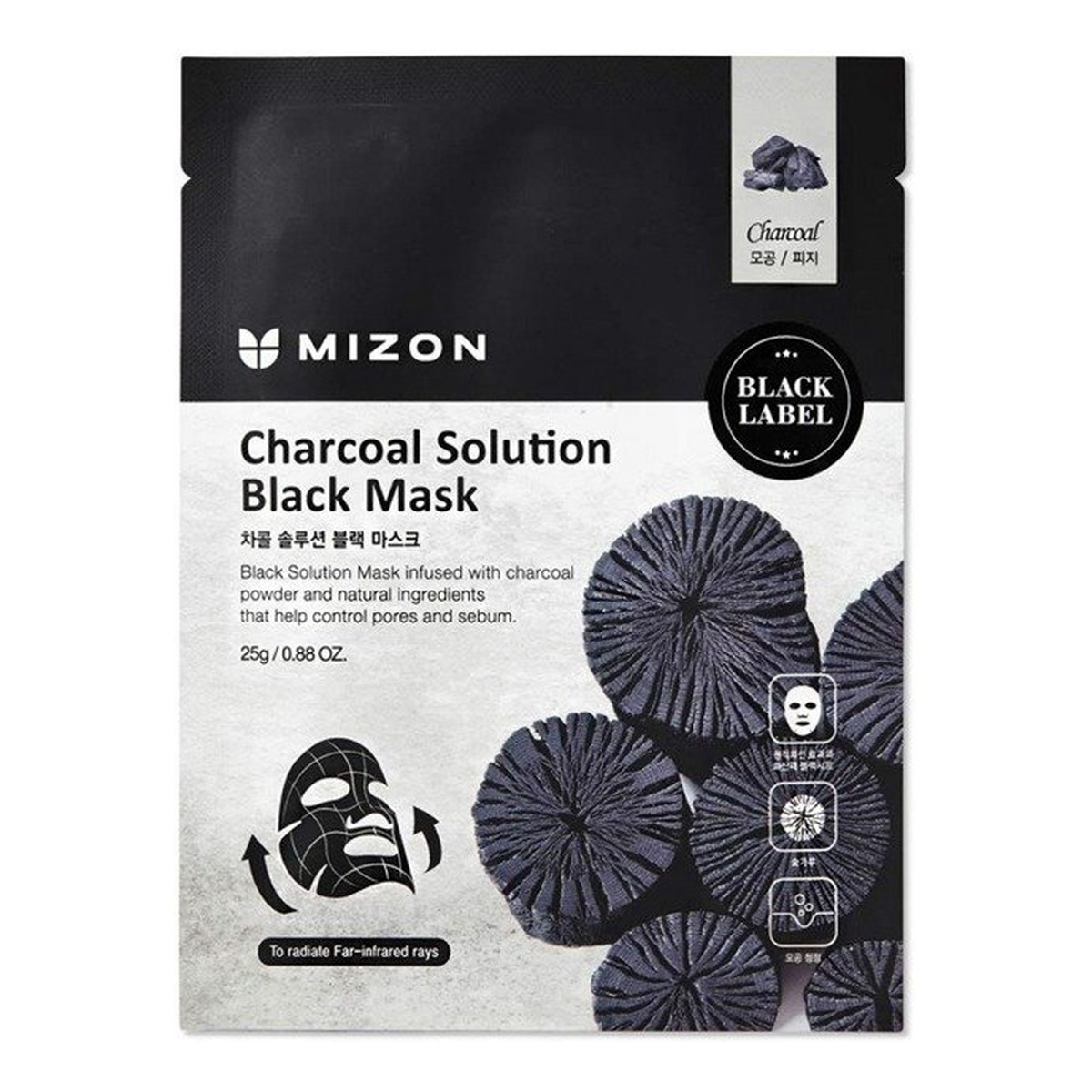 Mizon Black Mask Charcoal Solution Oczyszczająca czarna maska w płacie 25g