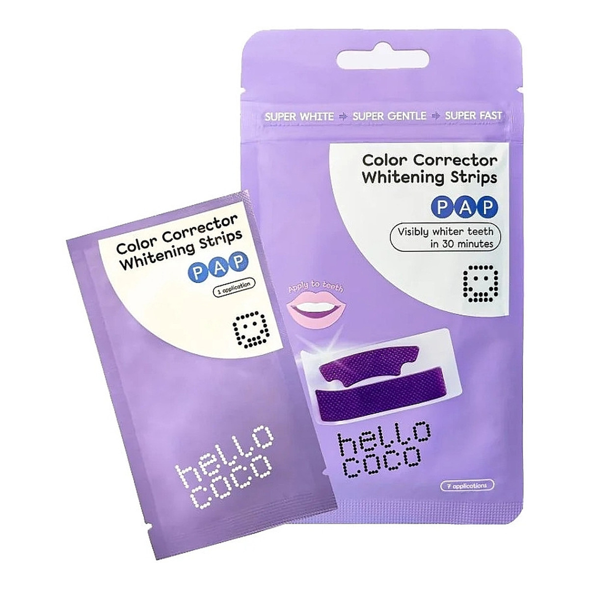 Hello Coco Whitening Strips Paski wybielające z PAP - fioletowe 14szt.