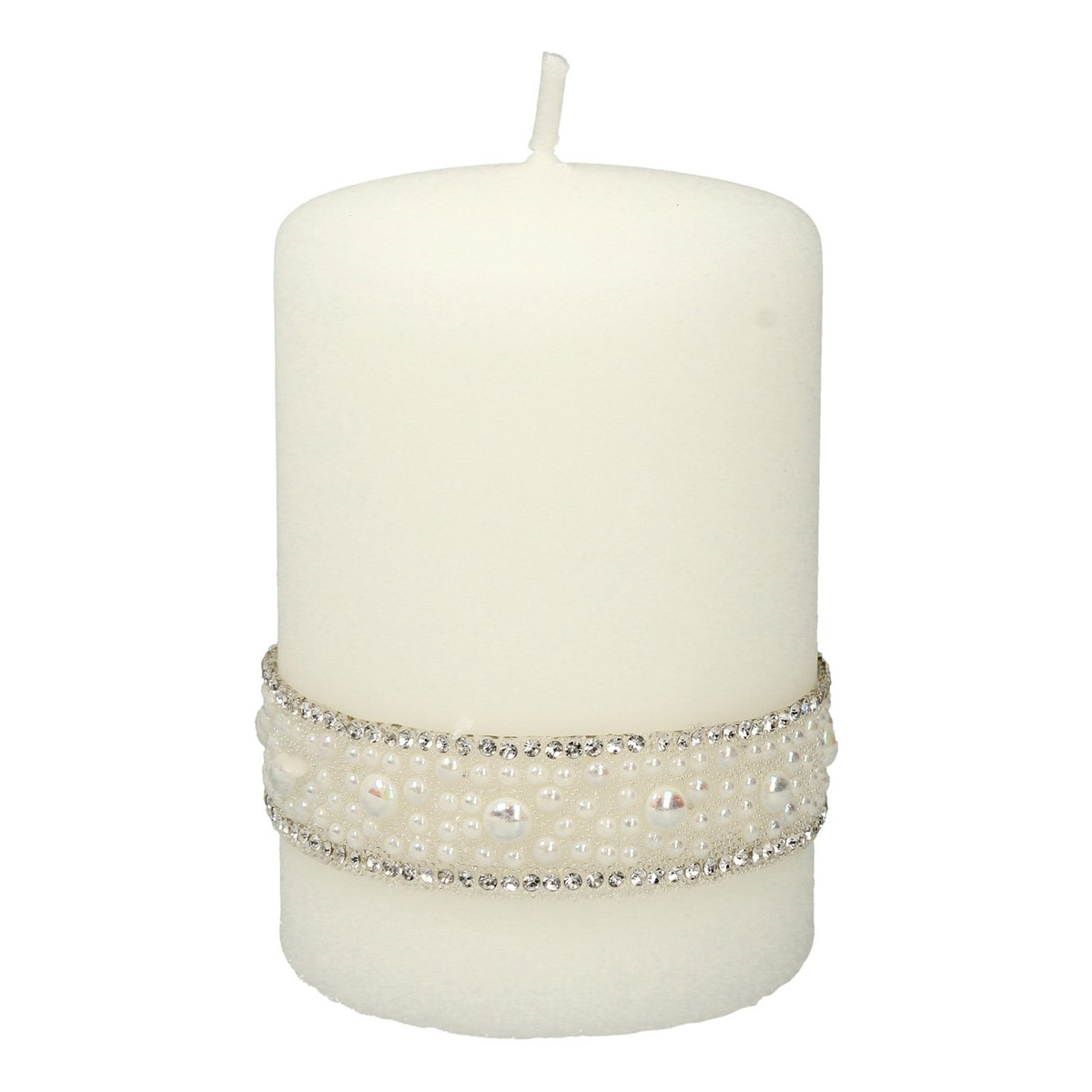 Artman Candles Świeca ozdobna Crystal Pearl biała - walec mały