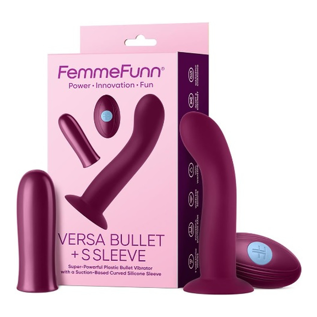 FemmeFunn Versa bullet with s sleeve wibrator z nakładką dark fuchsia