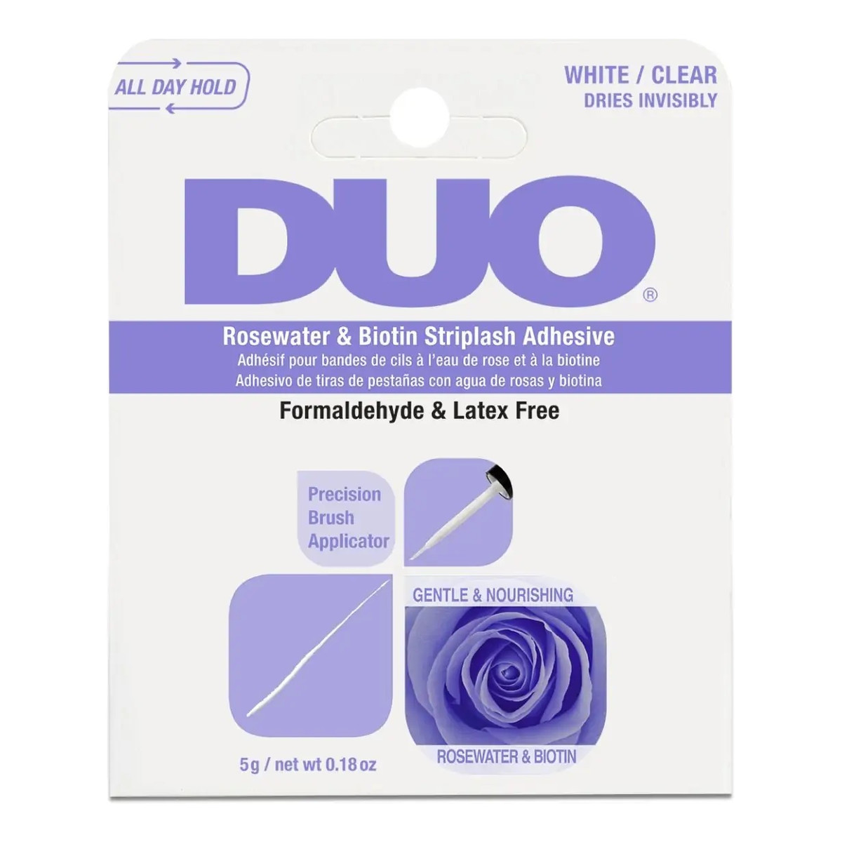 Ardell Duo rosewater & biotin striplash adhesive klej do rzęs clear 5g