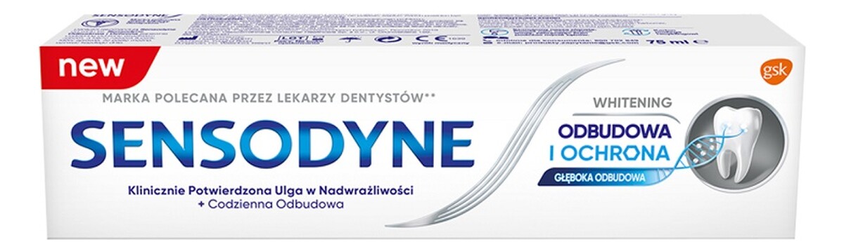 Odbudowa i ochrona whitening pasta do zębów z fluorkiem